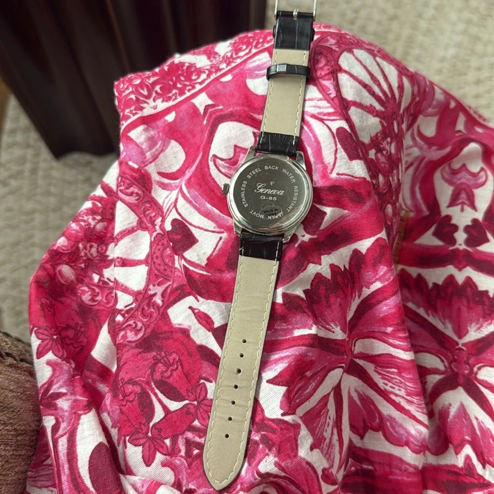 Geneva G-85 Stainless Steel Crock look strap Watch